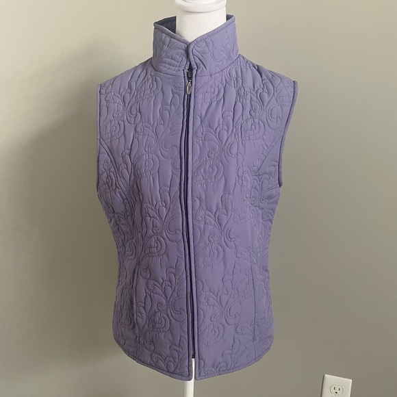 Tres Bien Purple Quilted Embroidered Vest Size Medium - Picture 1 of 7